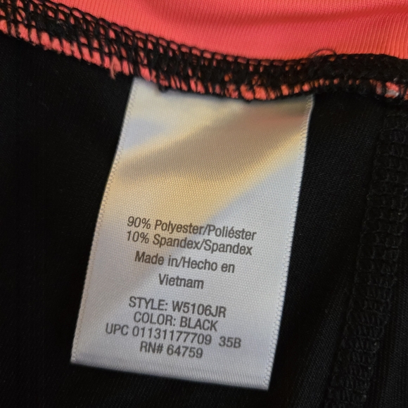 Danskin Now Dri More Black Capris Neon Coral Pink Accents Cropped Legging EB2 - Picture 3 of 9